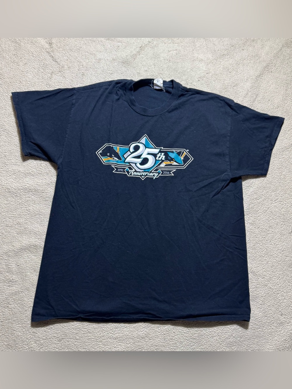 San Jose Sharks Shirt Mens XL 25th Anniversary 2016 Graphic Tee Short Sleeve